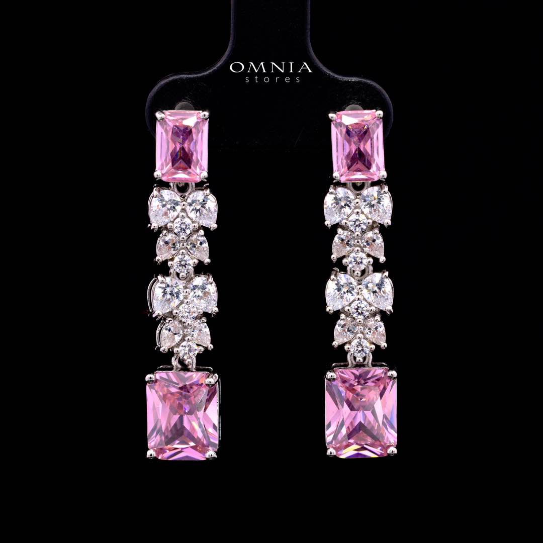 Omnia Amelia Pink Bridal Full Set with High-Quality Simulated Diamonds Rhodium Plated