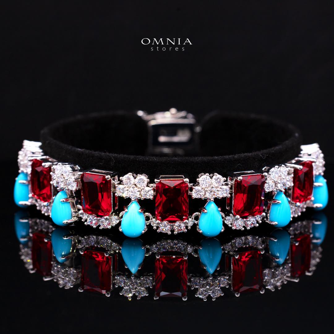 Omnia Malia Full Set Accessories in High Quality Zircon Stone in Rhodium Plated