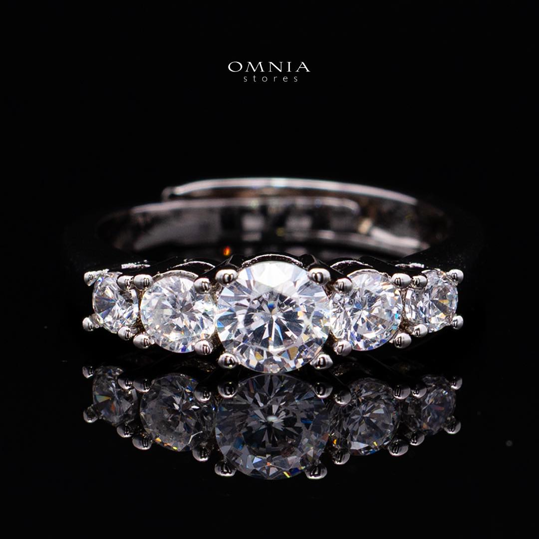 Omnia Ansa White Medium Size Luxury Bridal Full Set in High Quality Simulated Diamonds Rhodium Plated