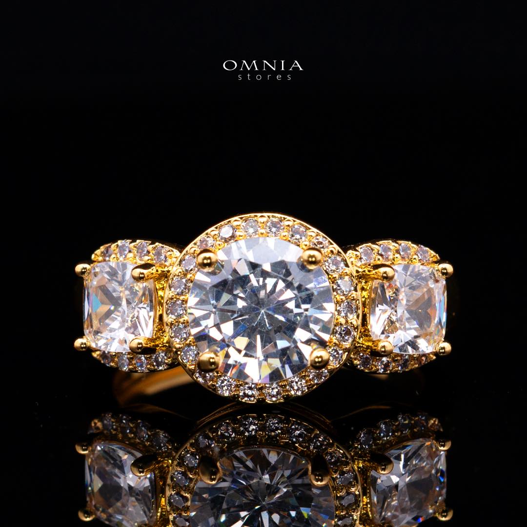 Omnia Lilian Gold Bridal Full Set in High Quality Simulated Diamonds Rhodium Plated