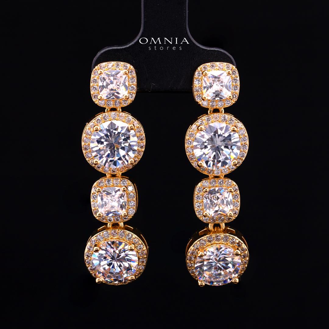 Omnia Lilian Gold Bridal Full Set in High Quality Simulated Diamonds Rhodium Plated