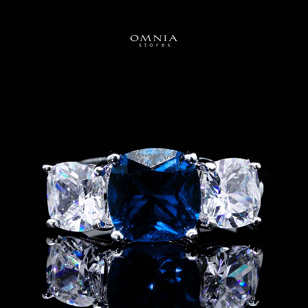 Omnia Alya Dark Blue Bridal Full Set with High Quality Simulated Diamonds Premium Rhodium Plated