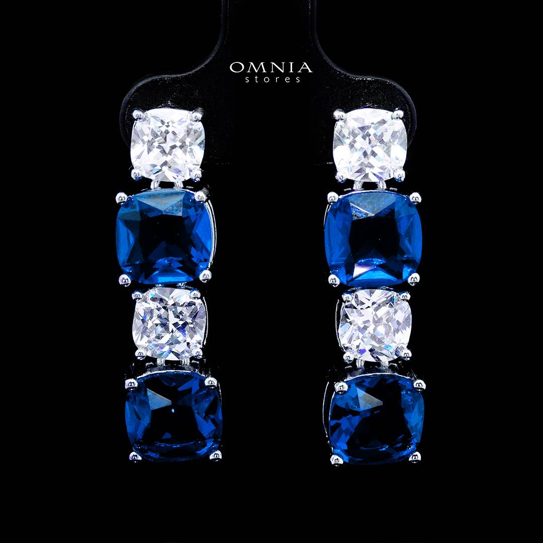 Omnia Alya Dark Blue Bridal Full Set with High Quality Simulated Diamonds Premium Rhodium Plated