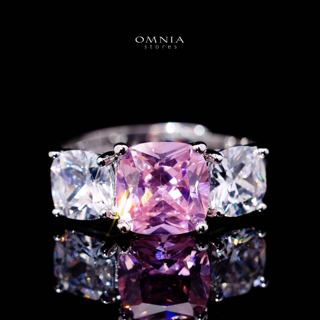 Omnia Alya Pink and White Bridal Full Set in High Quality Simulated Diamonds Premium Rhodium Plated