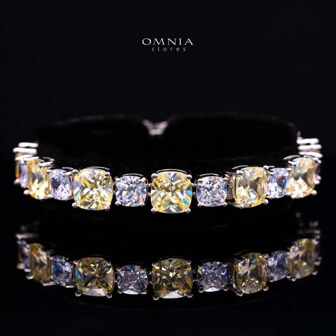 Omnia Alya Yellow and White Bridal Full Set in High Quality Simulated Diamonds Rhodium Plated