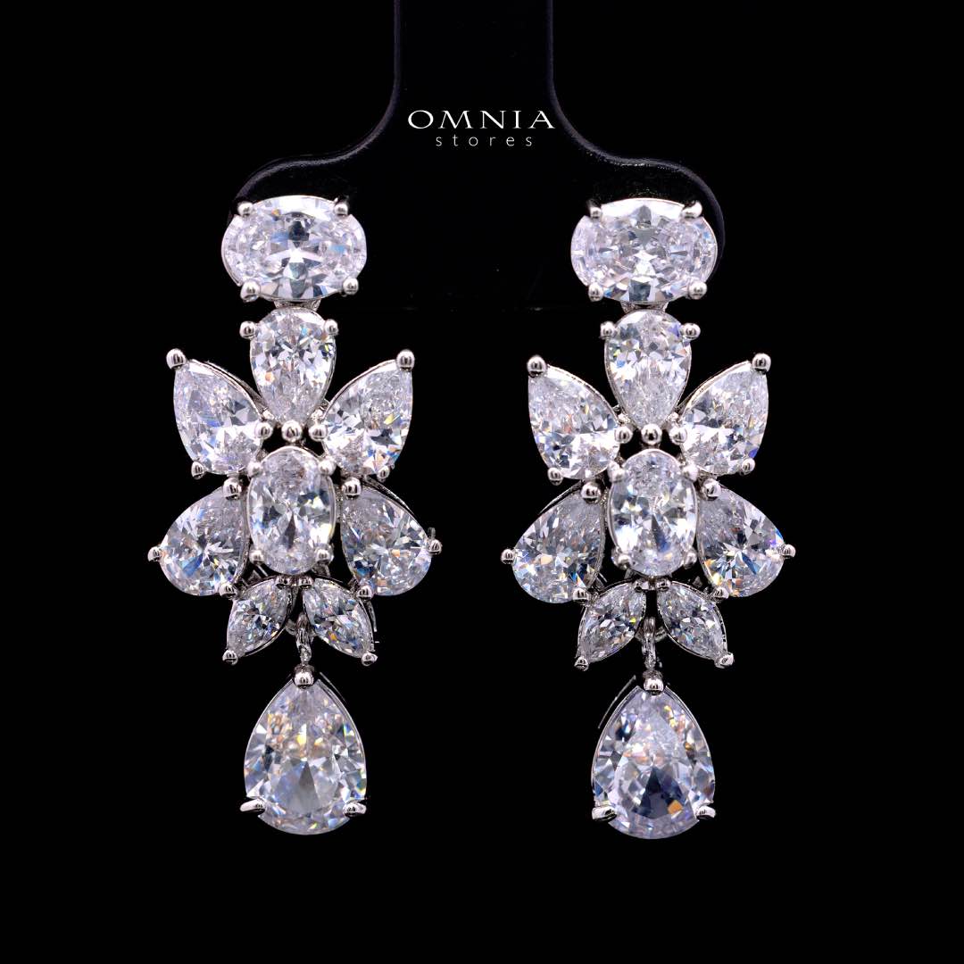 Omnia Dema White Luxury Bridal Full Set in High Quality Zircon Stone Rhodium Plated