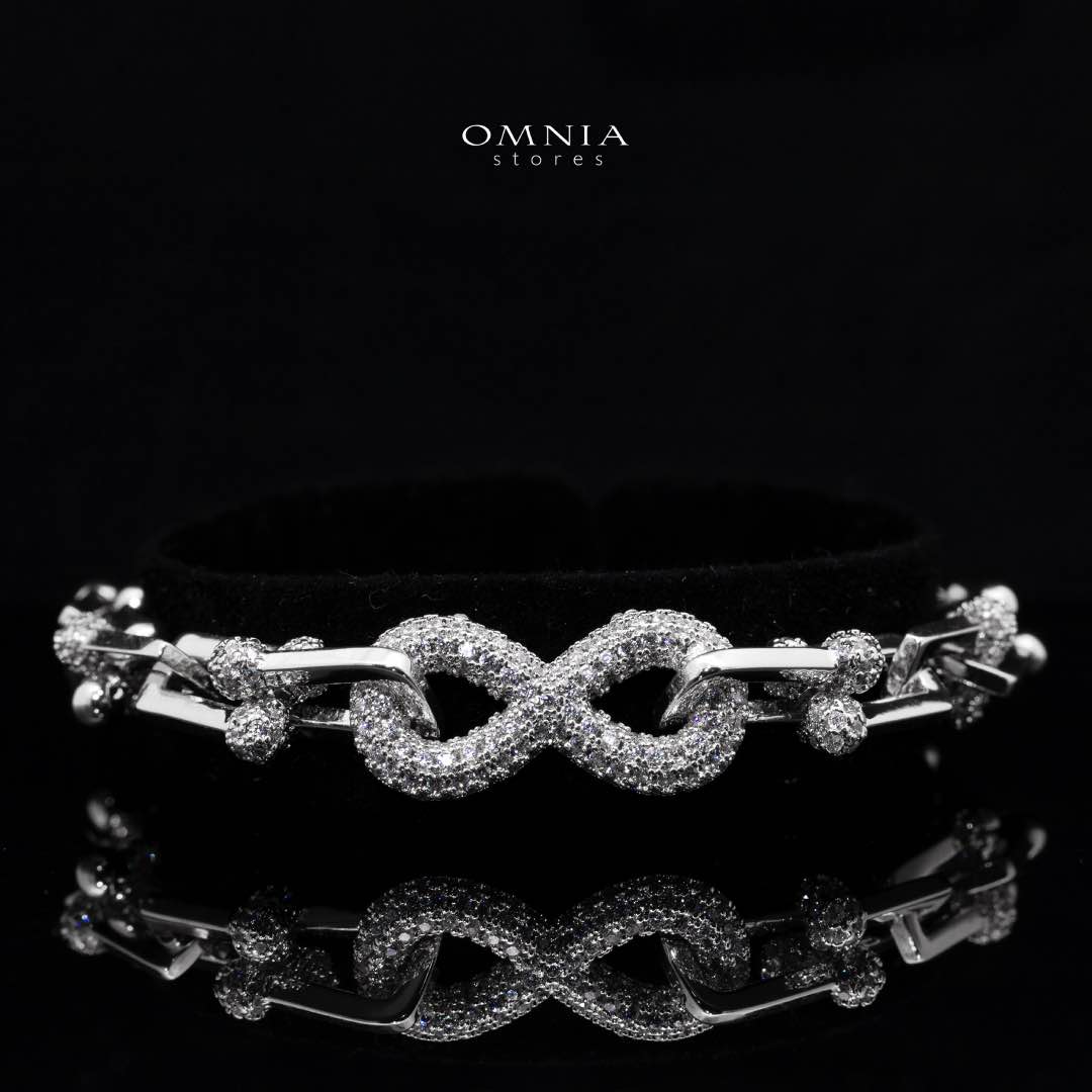Omnia Infinity Chains Bridal Full Set with High-Quality Simulated Diamonds Rhodium Plated