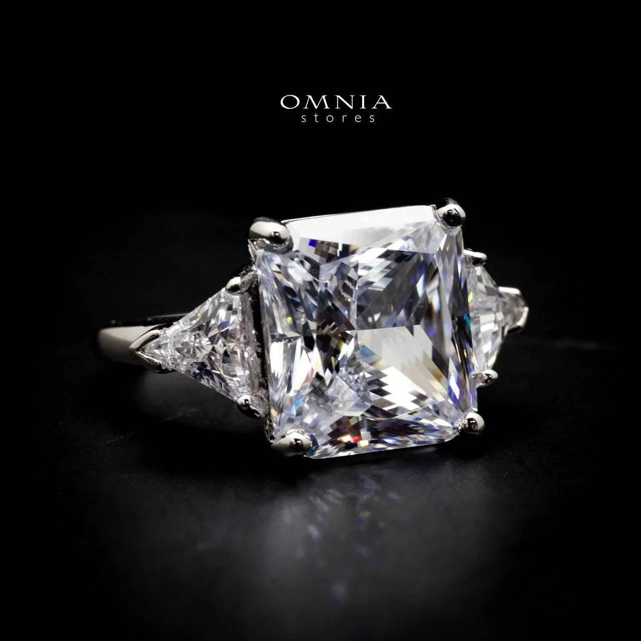 Omnia Adelina White Ring in 92.5 Silver Ring High Quality Simulated Diamonds - OMNIASTORES UAE