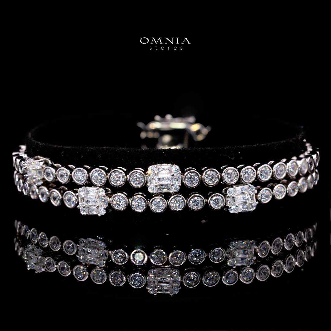 Omnia Fayza White Bracelet in 925 Silver with High Quality Simulated Diamonds