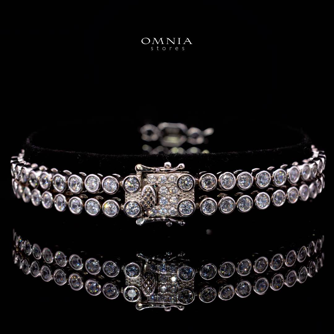 Omnia Fayza White Bracelet in 925 Silver with High Quality Simulated Diamonds