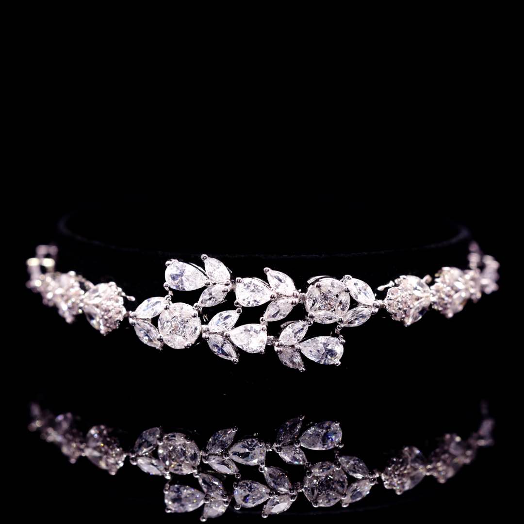 Omnia Farida White Luxury Bridal Full Set in High Quality Zircon Stone Premium Rhodium Plated