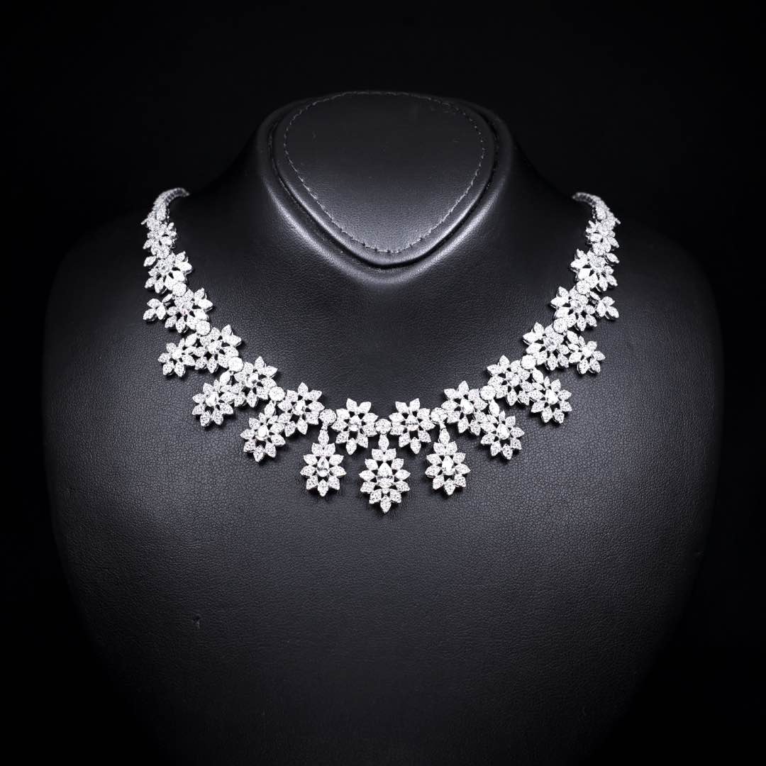 Monica White Bridal Full Set in 925 Silver High Quality Simulated Diamonds