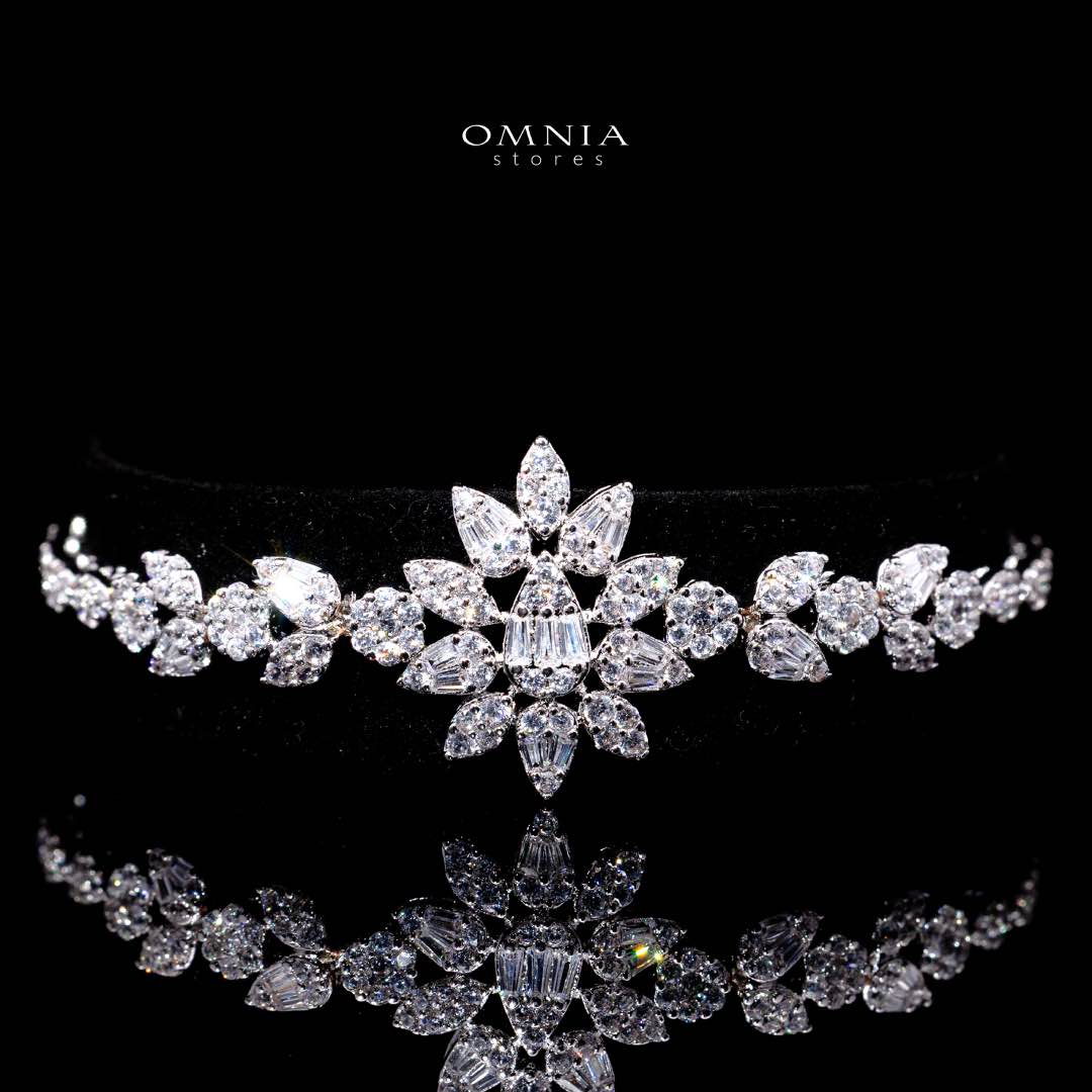Omnia Aqsa White Luxury Bridal Full Set in High Quality Rhodium Plated Zircon Stones
