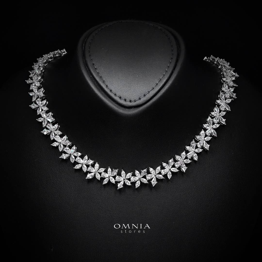 Omnia Zoey Luxury Bridal White Full Set in High Quality Zircon Stone Rhodium Plated