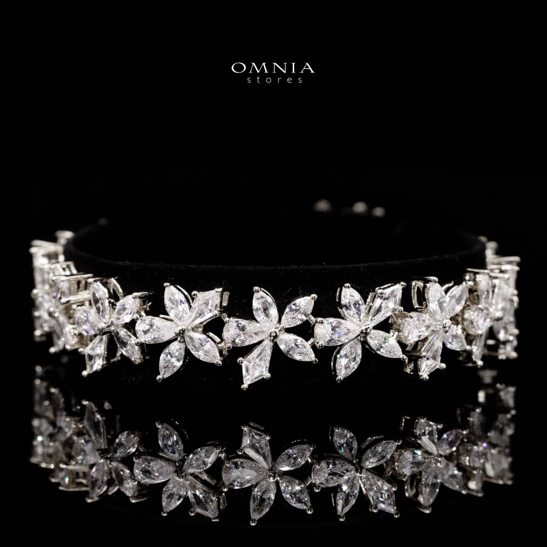 Omnia Zoey Luxury Bridal White Full Set in High Quality Zircon Stone Rhodium Plated