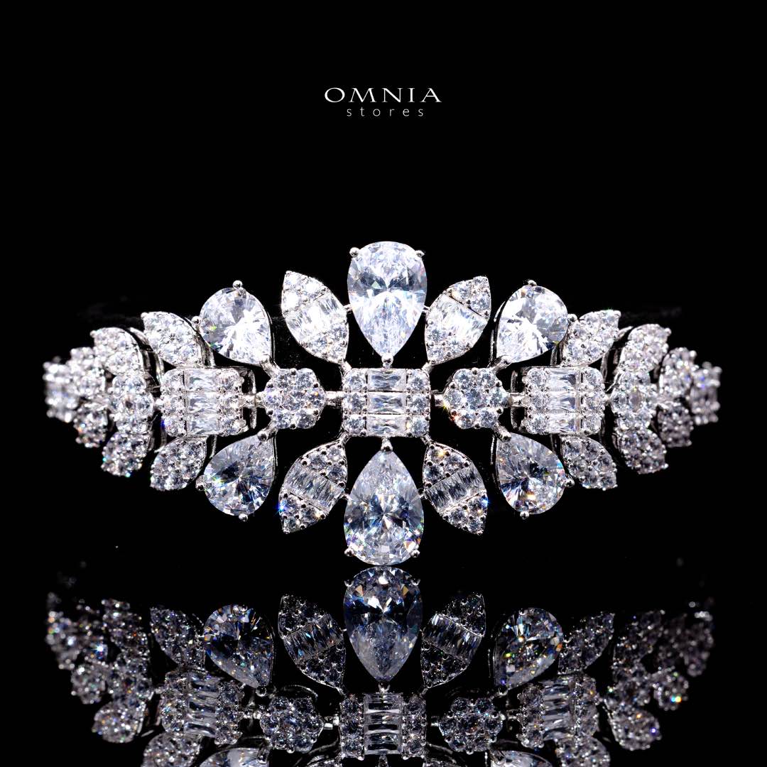 Omnia Adelita White Luxury Bridal Full Set in High Quality Zircon Stone Rhodium Plated
