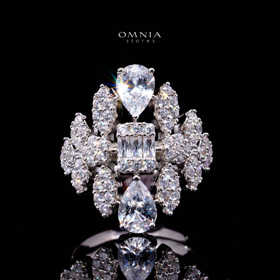 Omnia Adelita White Luxury Bridal Full Set in High Quality Zircon Stone Rhodium Plated
