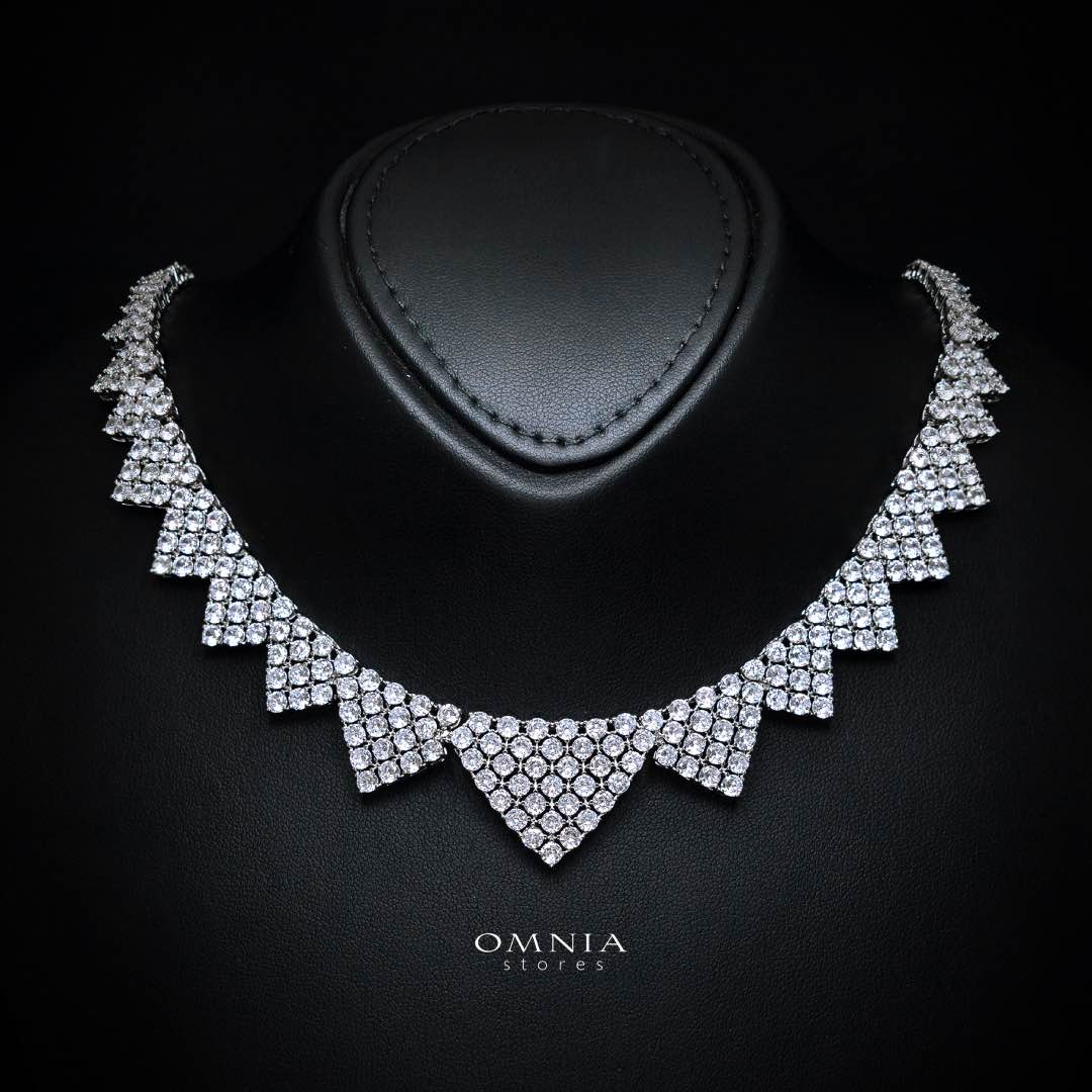 Omnia Amaya White Luxury Bridal Full Set in High Quality Zircon Stone Rhodium Plated