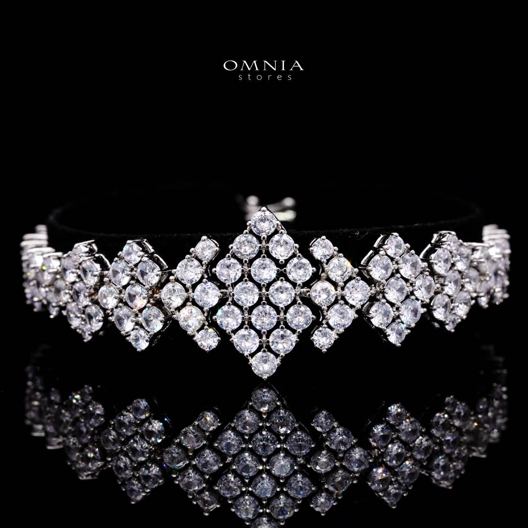 Omnia Amaya White Luxury Bridal Full Set in High Quality Zircon Stone Rhodium Plated