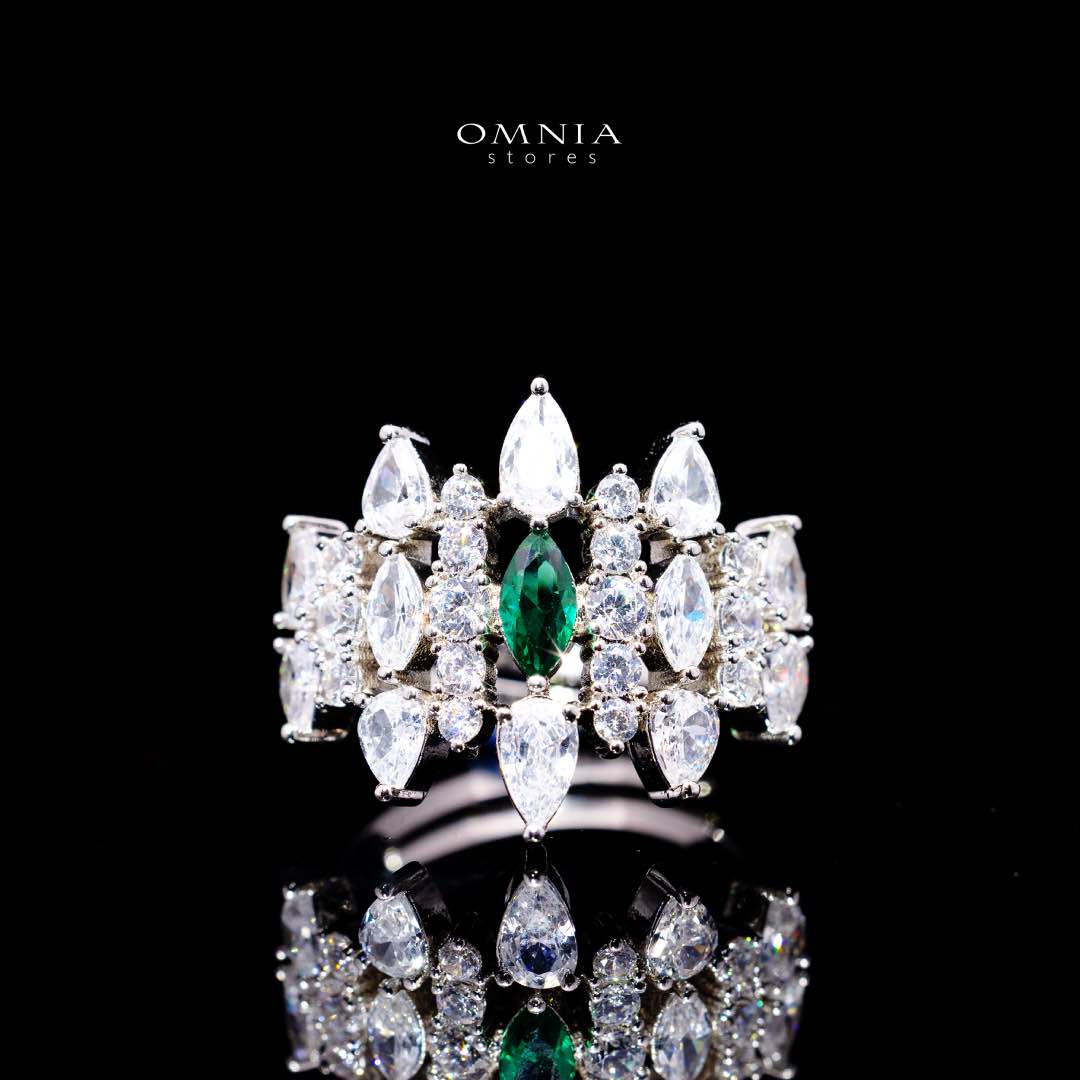 Omnia Lana Green Bridal Full Set in High Quality Zircon Stone Rhodium Plated