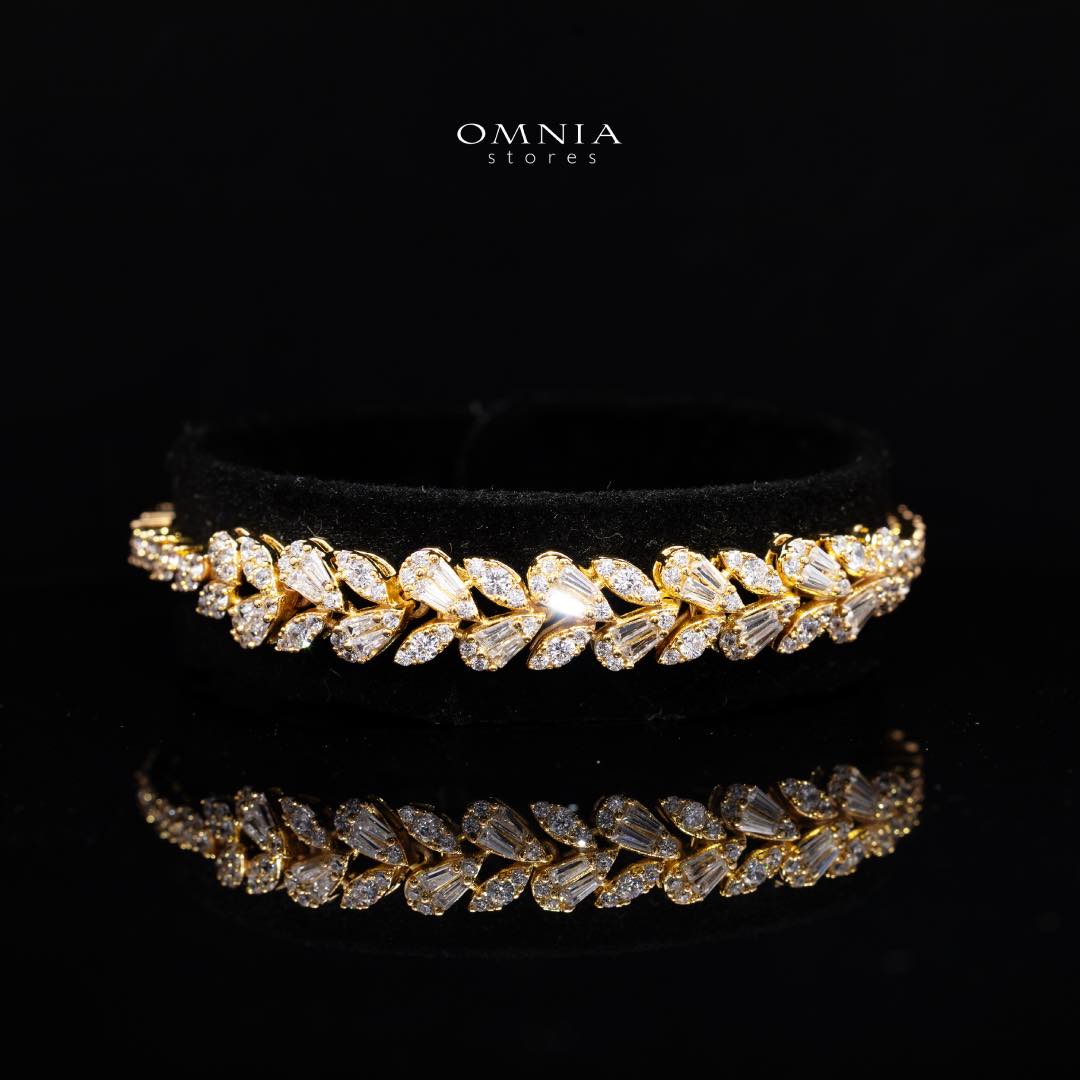 Omnia Aseel Gold Bridal Full Set Accessories in High Quality Zircon Stone Rhodium Plated