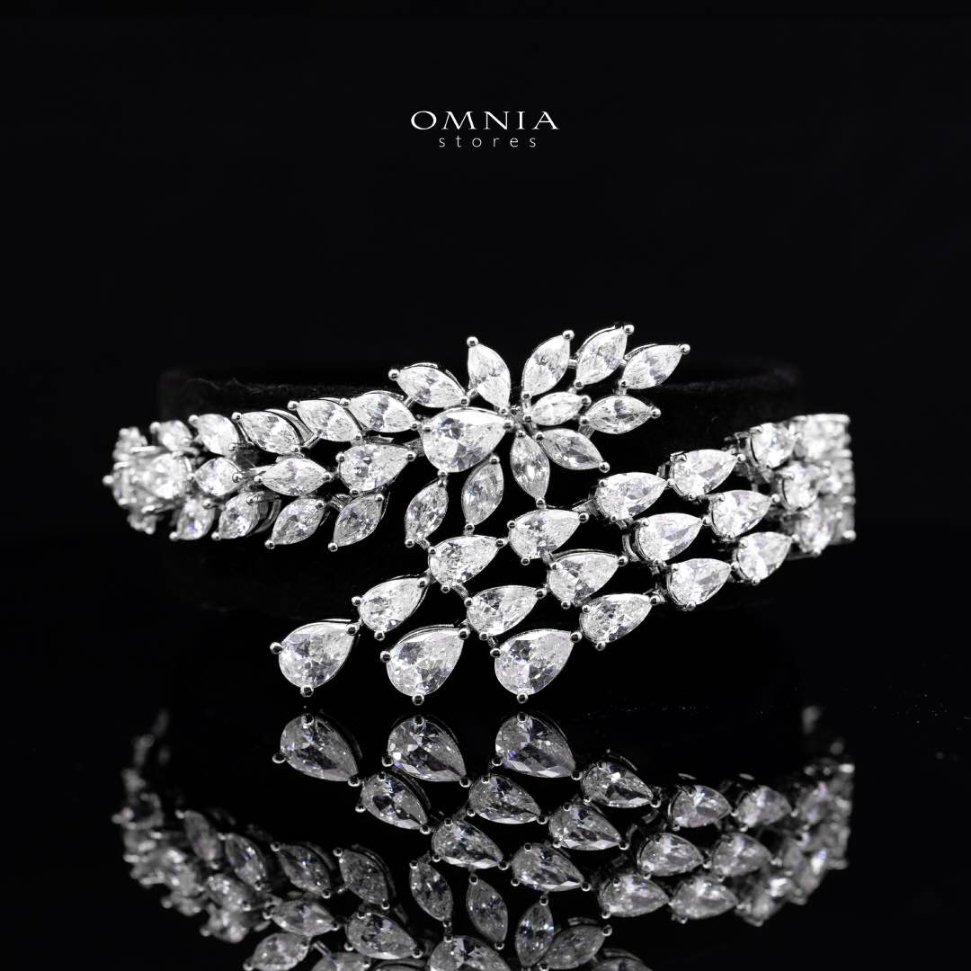 Omnia Rahaf White Luxury Bridal Full Set in High Quality Zircon Stone Rhodium Plated