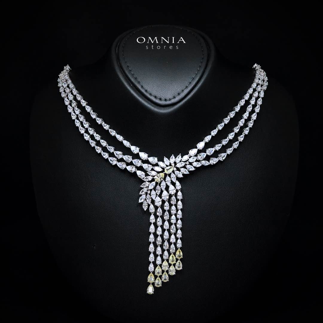 Omnia Rahaf Yellow Bridal Full Set in High Quality Zircon Stone Rhodium Plated