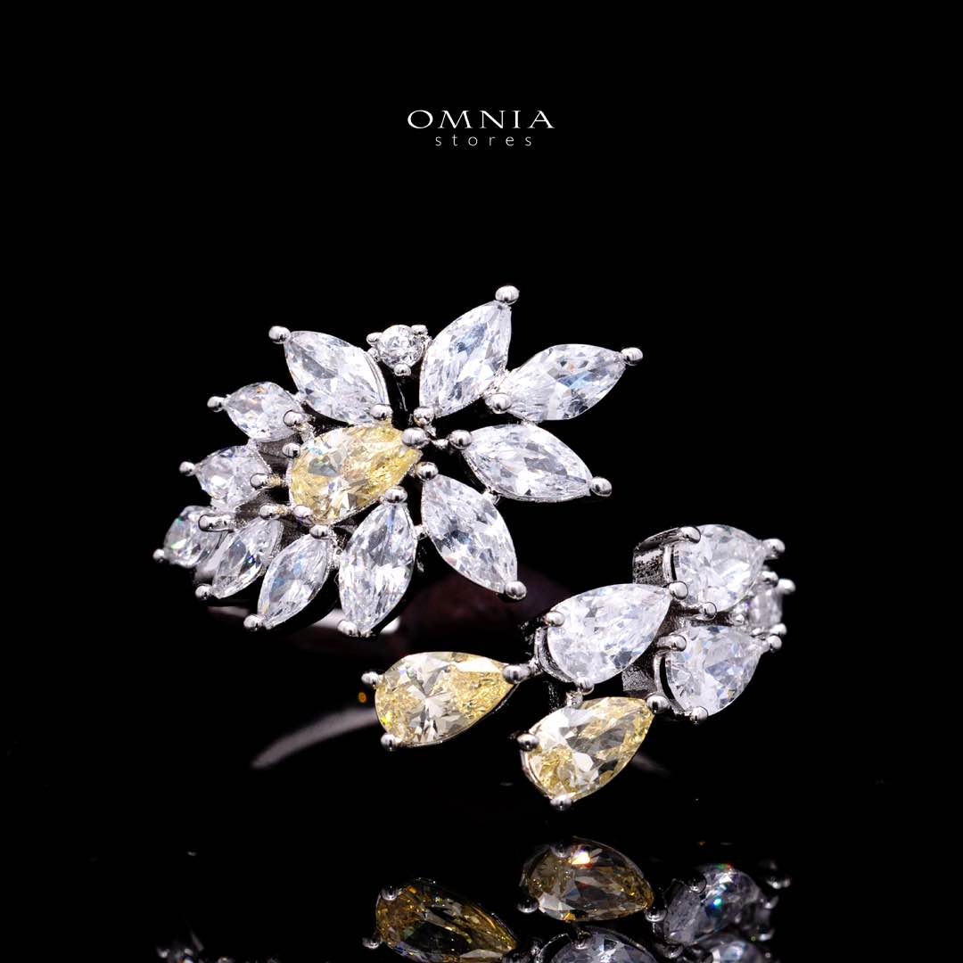 Omnia Rahaf Yellow Bridal Full Set in High Quality Zircon Stone Rhodium Plated