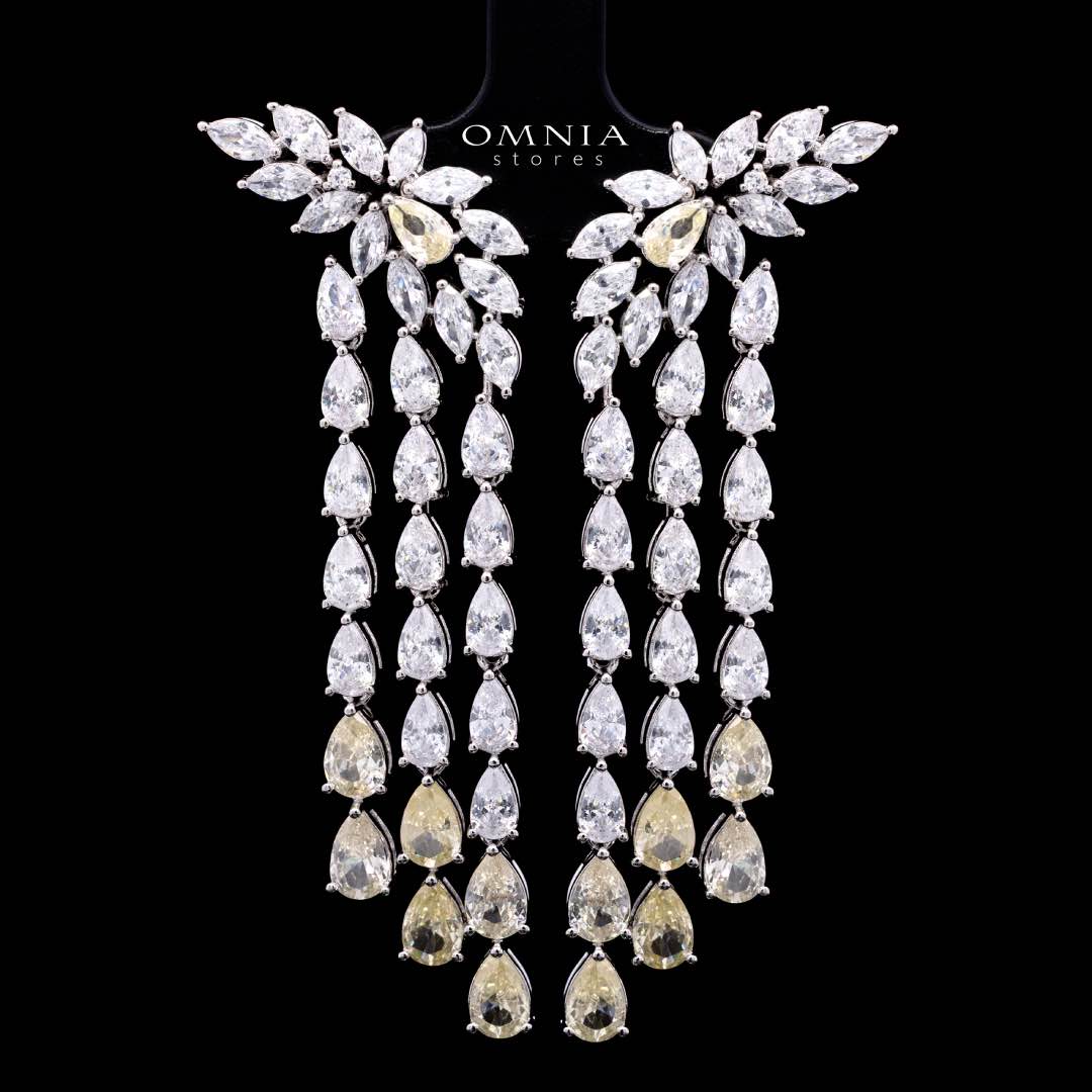 Omnia Rahaf Yellow Bridal Full Set in High Quality Zircon Stone Rhodium Plated