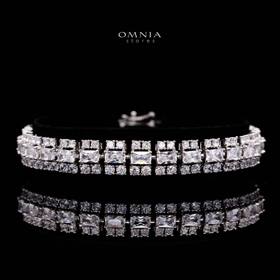 Omnia Hedieh White Bridal Full Set in High Quality Zircon Stone in Rhodium Plated