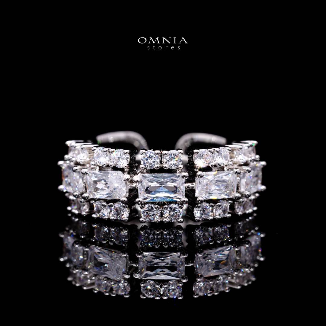 Omnia Hedieh White Bridal Full Set in High Quality Zircon Stone in Rhodium Plated