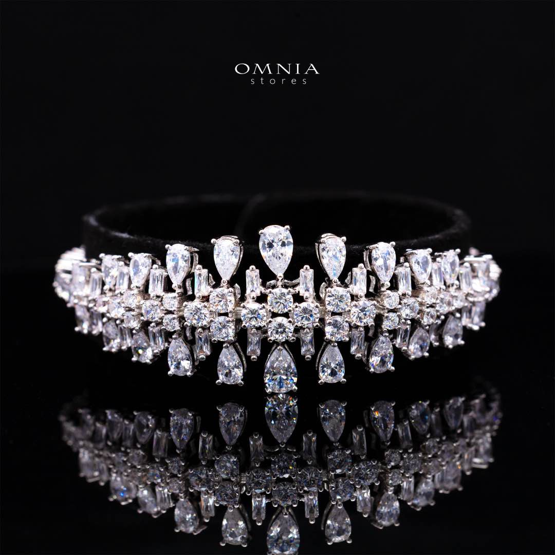 Omnia Nisrine White Luxury Bridal Full Set in High Quality Zircon Stone Rhodium Plated