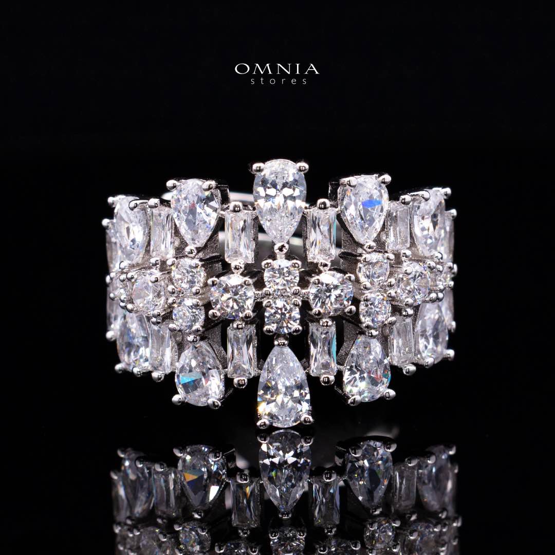 Omnia Nisrine White Luxury Bridal Full Set in High Quality Zircon Stone Rhodium Plated