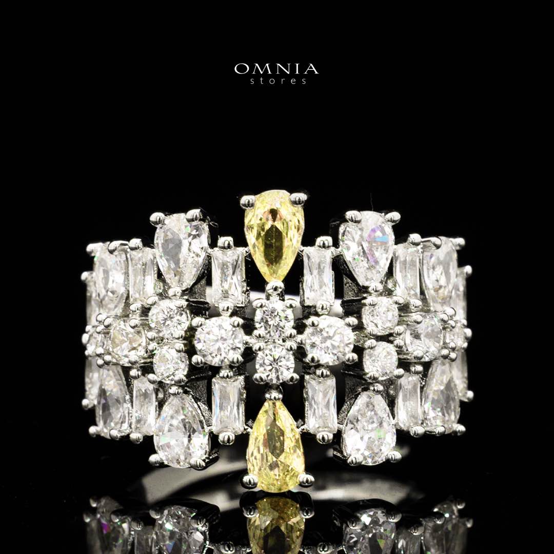 Omnia Nisrine Yellow Bridal Full Set in High Quality Zircon Stone Rhodium Plated