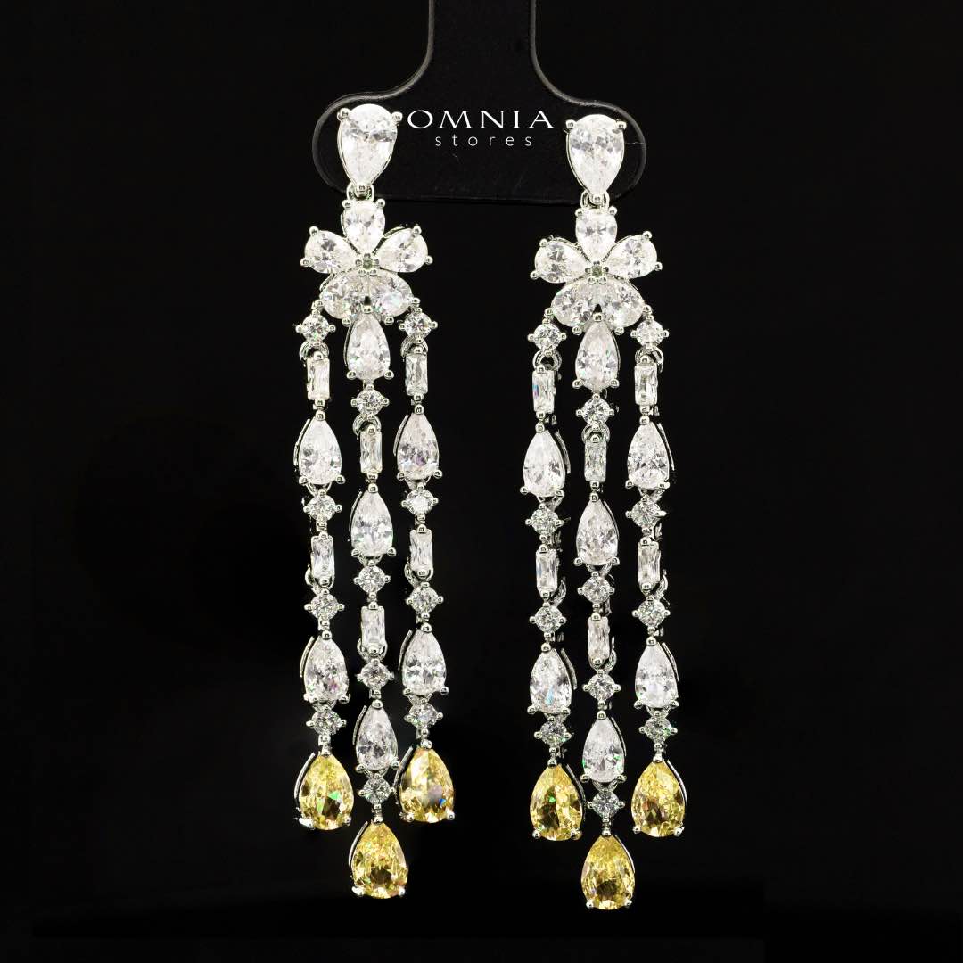Omnia Nisrine Yellow Bridal Full Set in High Quality Zircon Stone Rhodium Plated