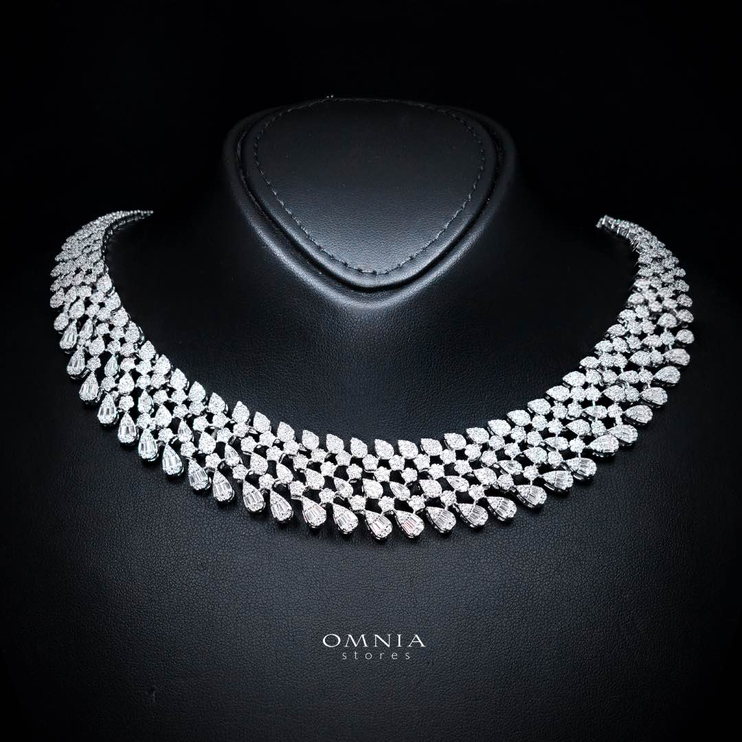 Omnia Amirat White Bridal Full Set in High Quality Zircon Stone Premium Rhodium Plated
