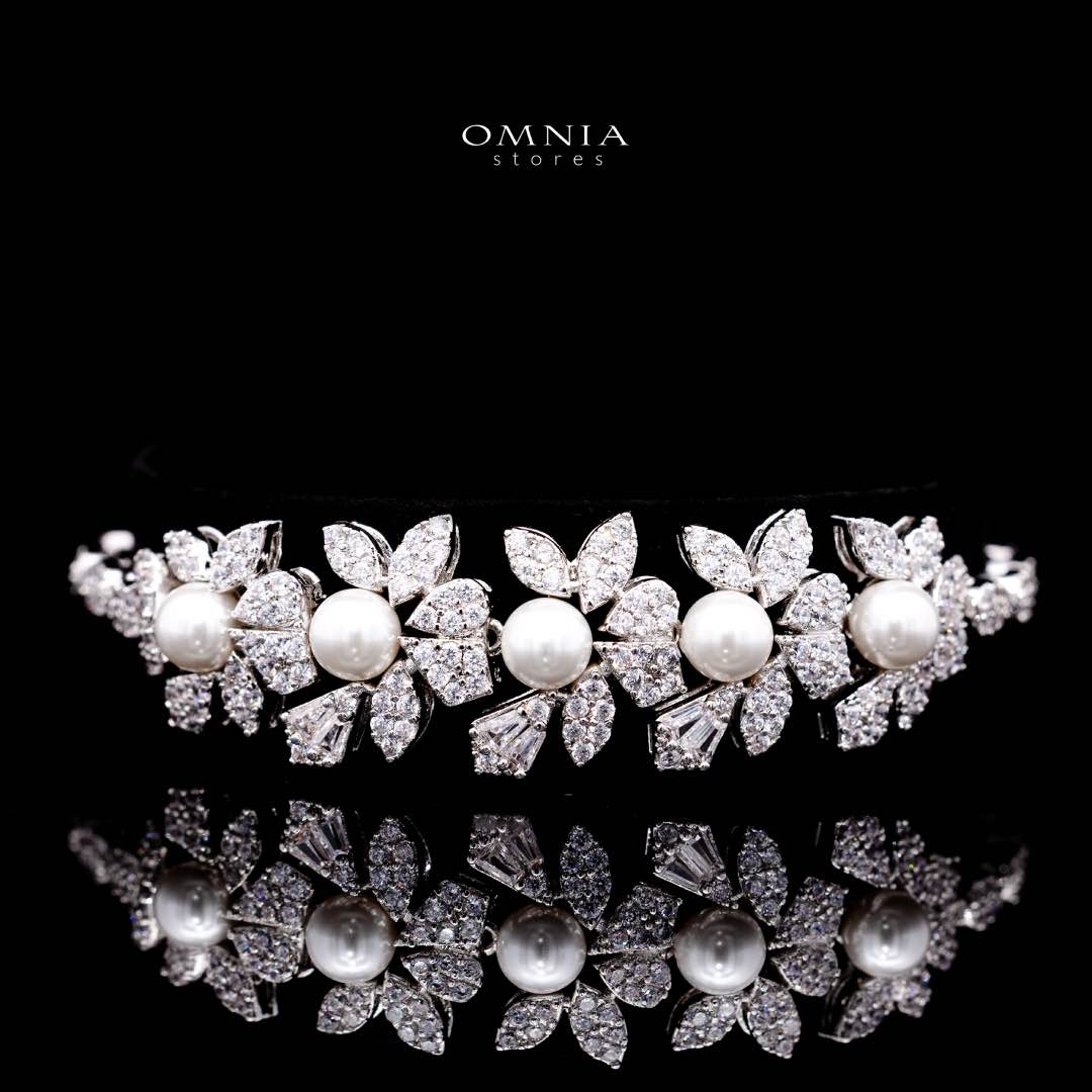 Omnia Maissa Bridal Full Set Accessories in High Quality Zircon Stone in Rhodium Plated
