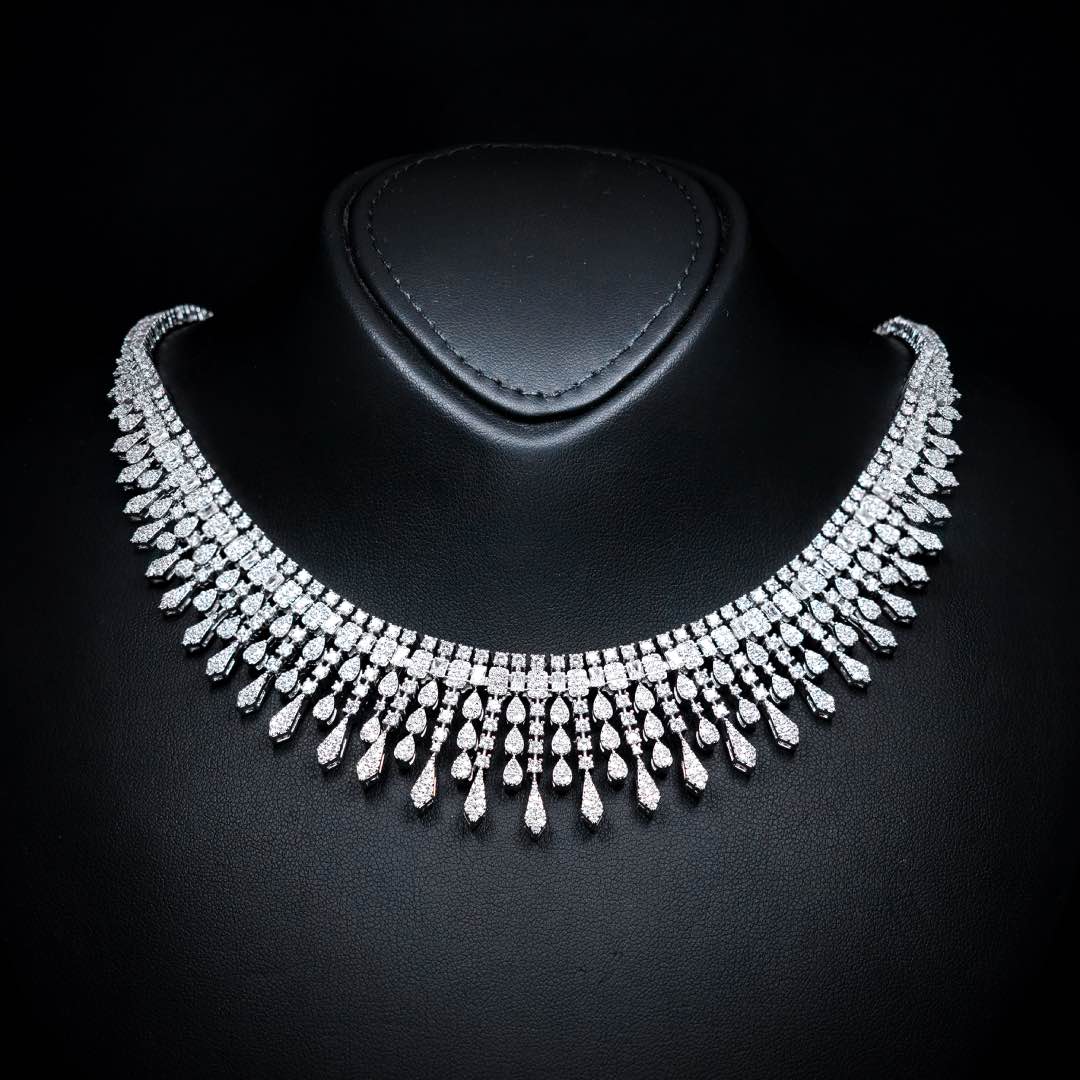 Omnia Ahlina White Bridal Full Set in High Quality Zircon Stone Premium Rhodium Plated