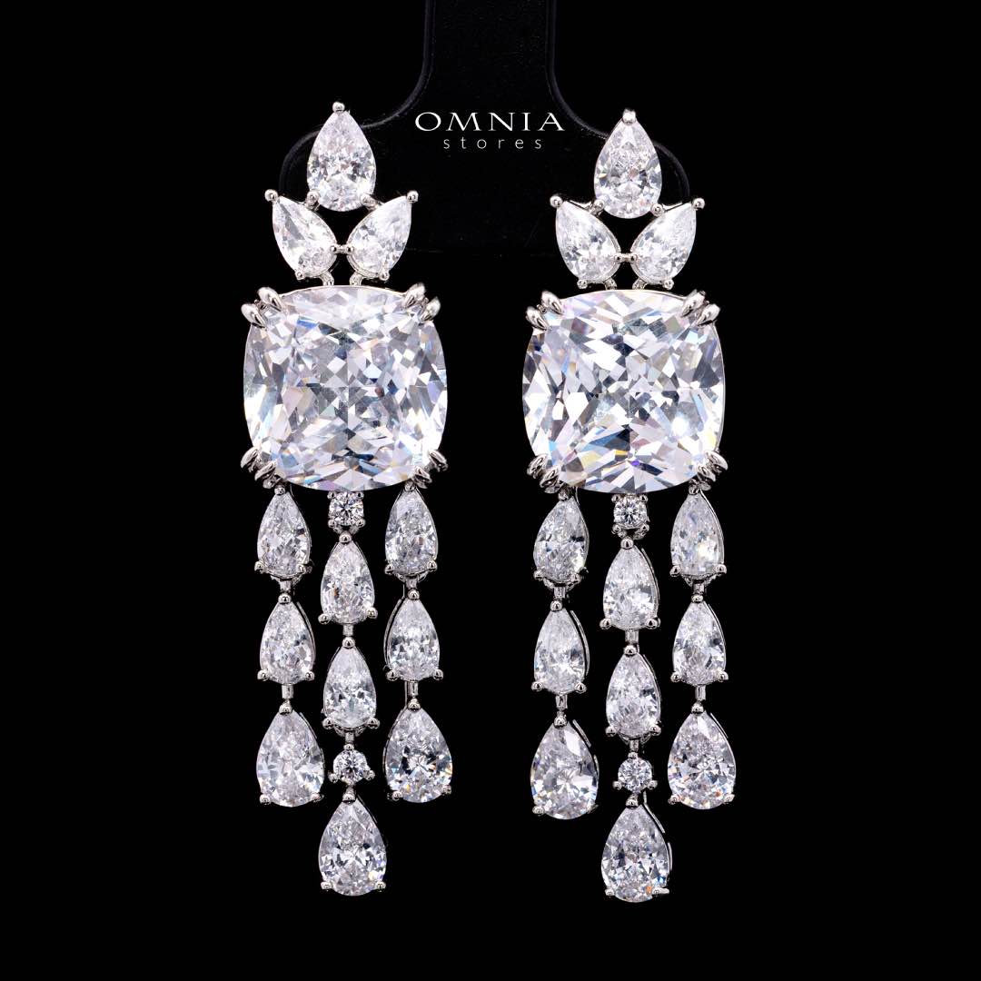 Omnia Nazaha Bridal Full Set in Rhodium Plated with High Quality White Zircon Stones