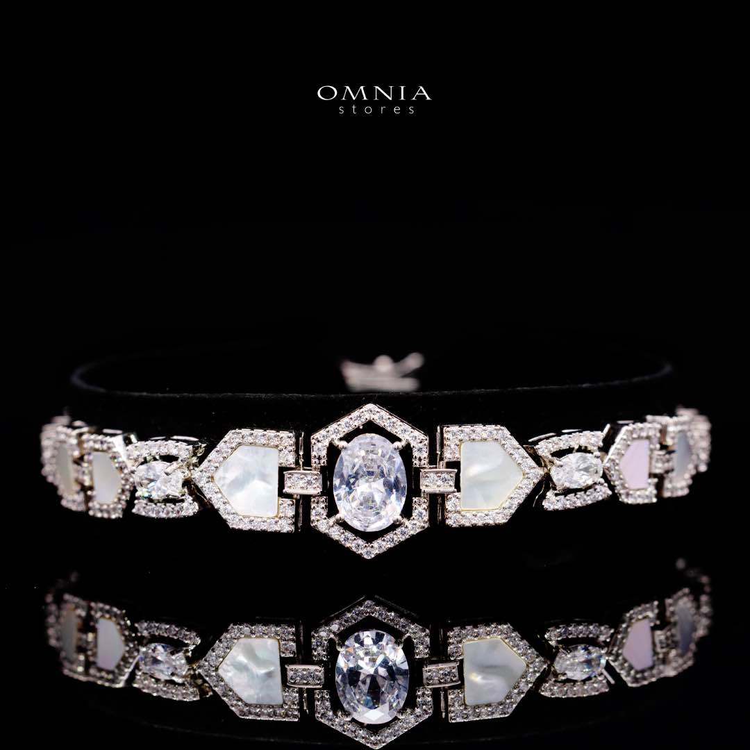 Omnia Rihana White Luxury Bridal Full Set Accessories in High Quality Zircon Stone Premium Rhodium Plated