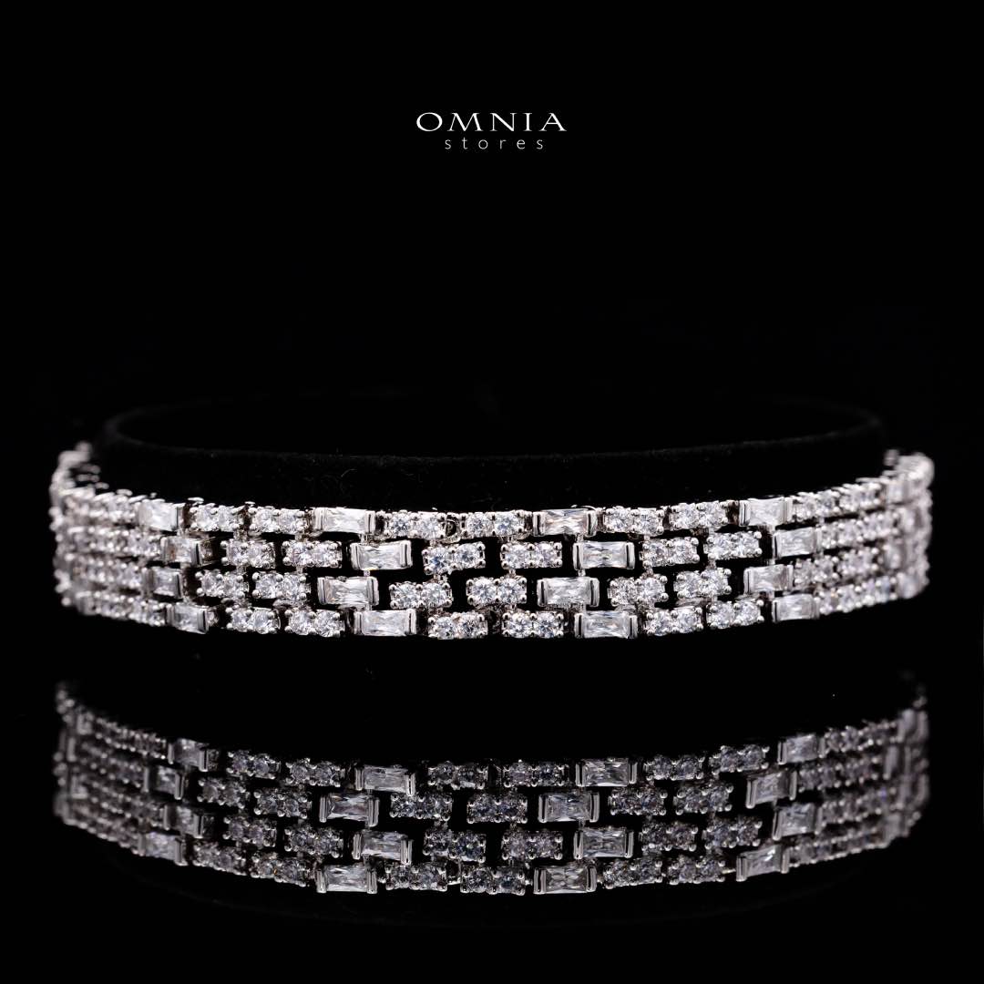 Omnia Zehra White Luxury Bridal Full Set in High Quality Zircon Stone in Rhodium Plated