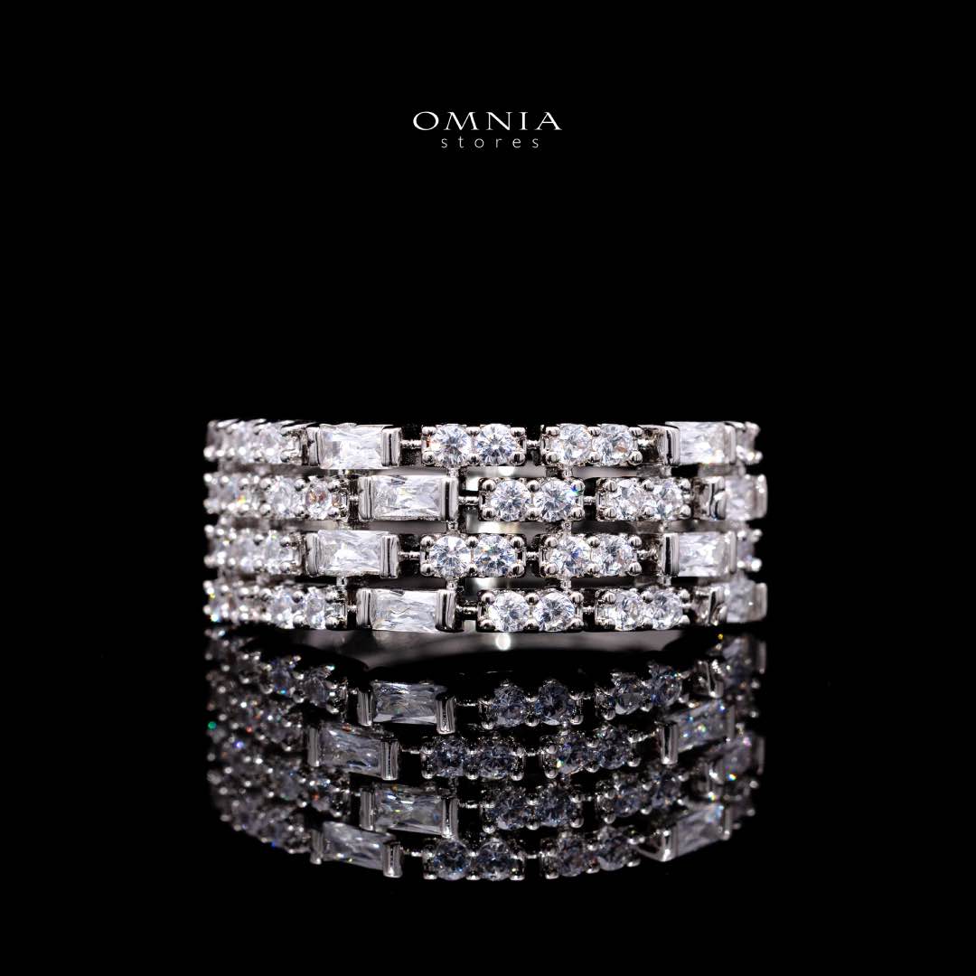 Omnia Zehra White Luxury Bridal Full Set in High Quality Zircon Stone in Rhodium Plated