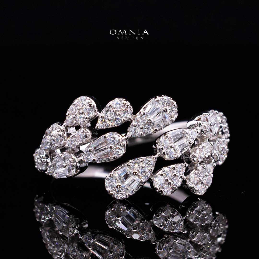 Omnia Nasiha Luxury Bridal White Full Set in High Quality Zircon Stone Rhodium Plated