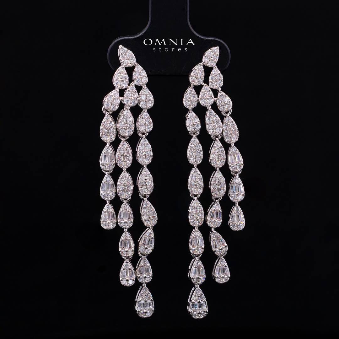 Omnia Nasiha Luxury Bridal White Full Set in High Quality Zircon Stone Rhodium Plated
