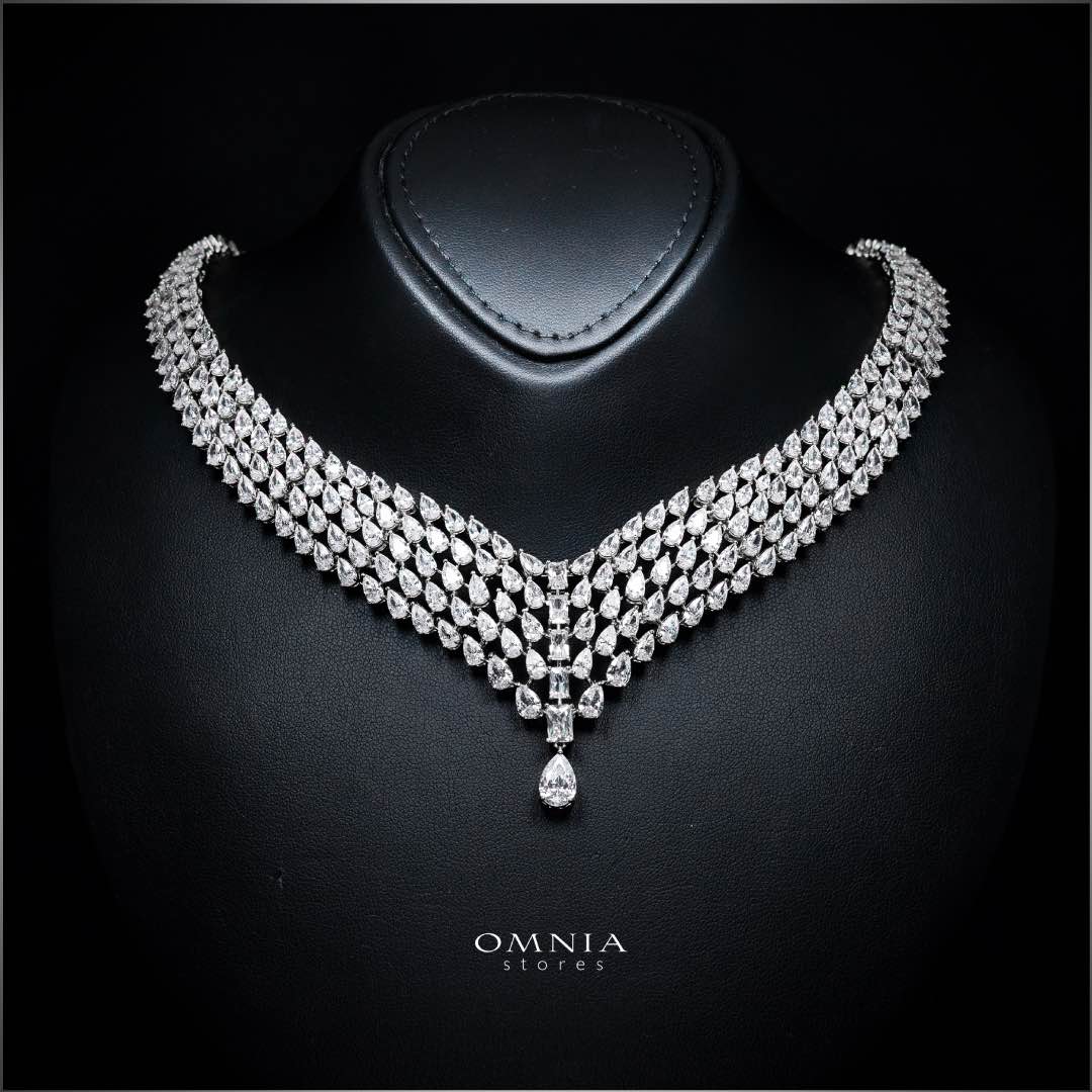 Omnia Carina White Luxury Bridal Full Set in High Quality Zircon Stone Premium Rhodium Plated
