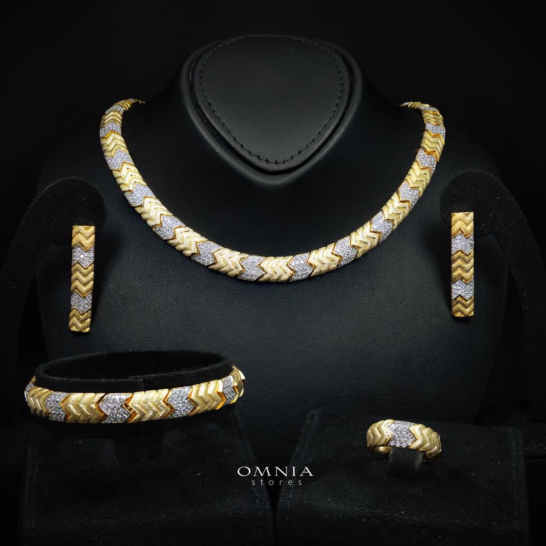 Ella Gold Plated Luxury Bridal Full Set in 925 Silver High Quality Simulated Diamonds