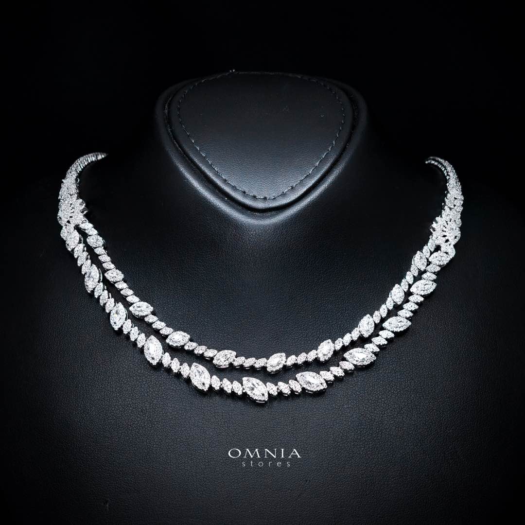Omnia Nada White Bridal Full Set in High Quality Zircon Stone Premium Rhodium Plated
