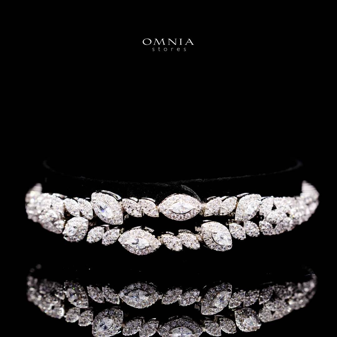 Omnia Nada White Bridal Full Set in High Quality Zircon Stone Premium Rhodium Plated