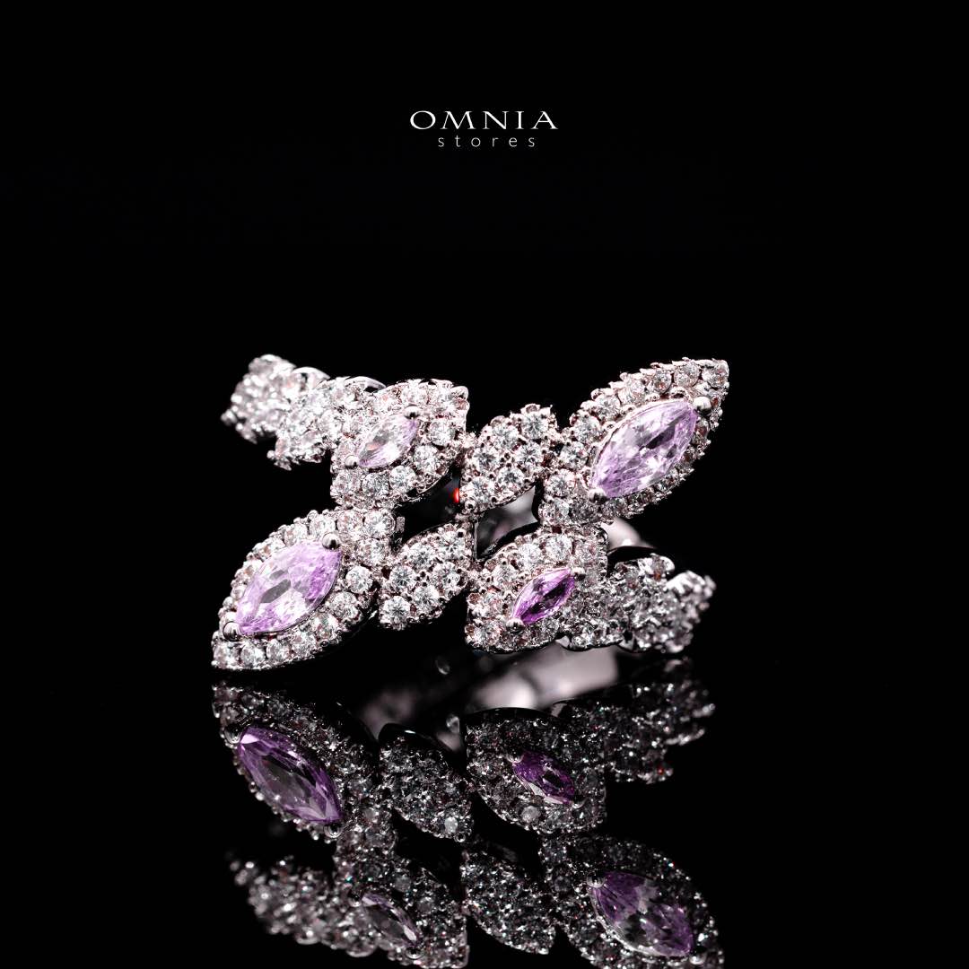 Omnia Nada Pink Bridal Full Set in High Quality Zircon Stone Rhodium Plated