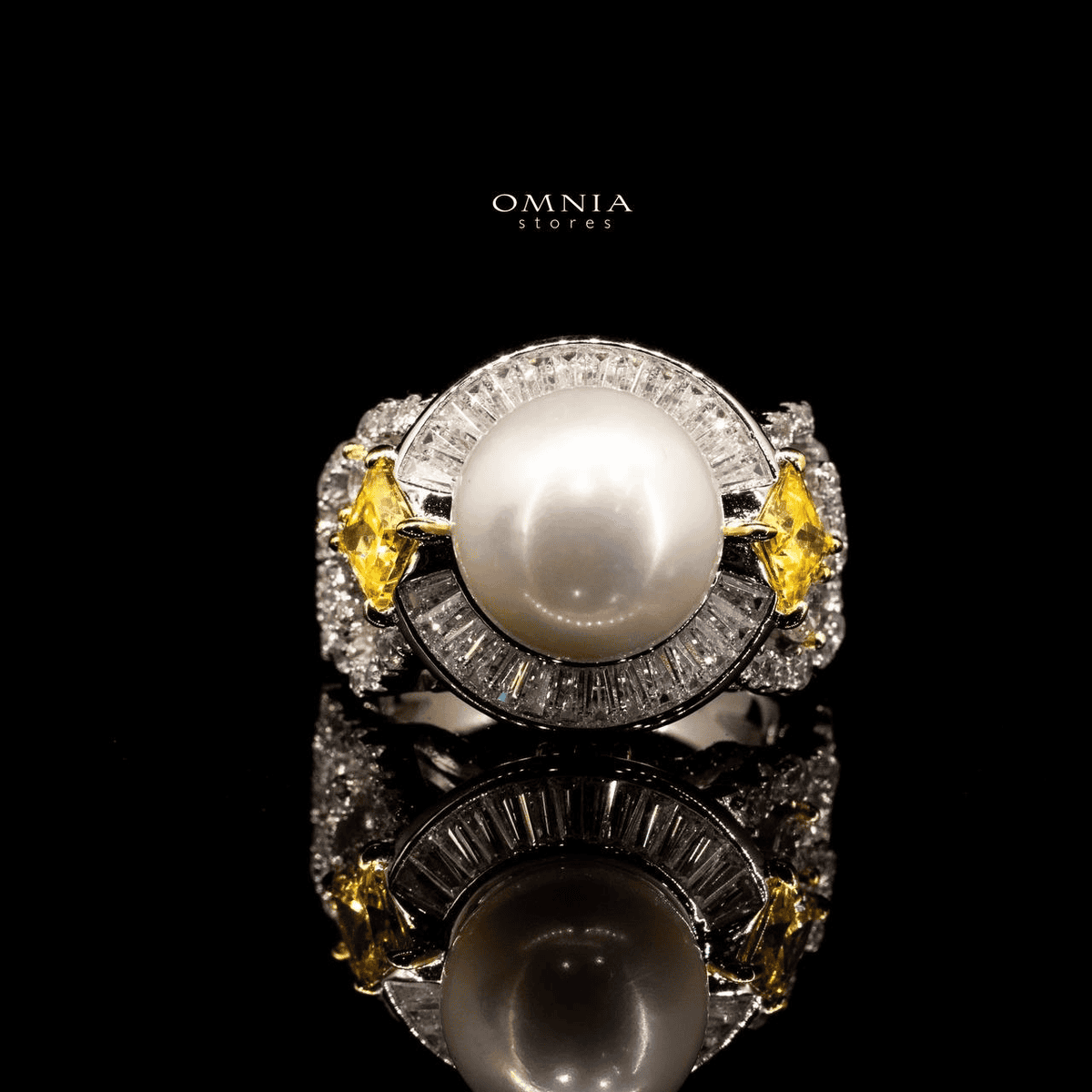 Omnia Roya Ring 92.5 Silver in High Quality Simulated Diamonds - OMNIASTORES UAE